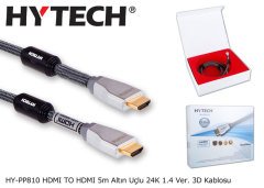 Hytech HY-PP810 HDMI TO HDMI 5m Altın Uçlu 24K 1.4 Ver. 3D Görüntü Kablosu