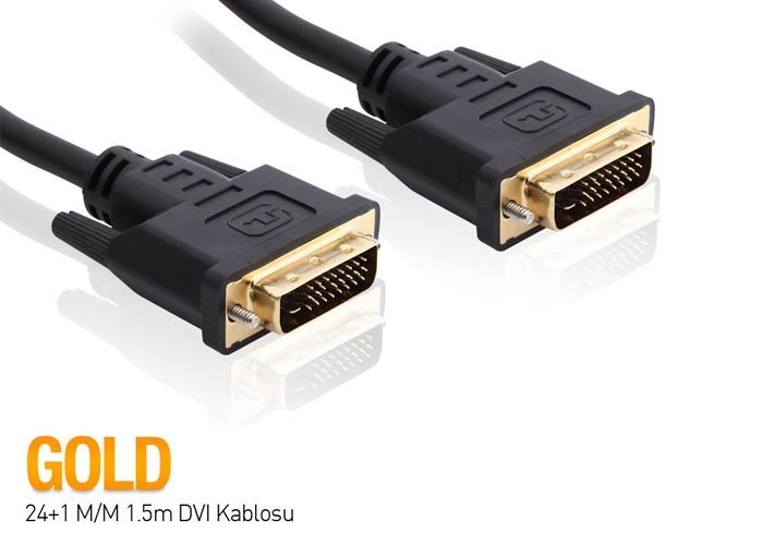 S-link SLX-515 DVI/DVI Kablo 24+1 M/M 1.5m Kılıf Korumalı DVI Kablosu