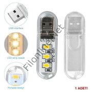 FİLONLİNE FAC01 TAŞINABİLİR MİNİ USB 3 LED BEYAZ LAMBA 5730 SMD KAMP STİCK TAŞINABİLİR GECE LAMBASI