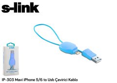 S-link IP-303 iPhone 5/6 to Usb Şarj Kablosu Mavi