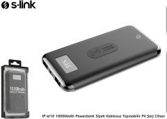 S-Link IP-W10 Powerbank Taşınabilir Şarj Pil Cihazı 10000mAh LCD Göstergeli Kablosuz