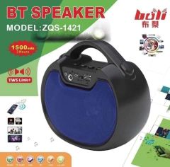 ZQS-1421 TAŞINABİLİR BLUETOOTH SİYAH HOPARLÖR BT-FM-USB-TF-AUX-MP3 TWS İŞLEVLİ 1500MAH HOPARLÖR