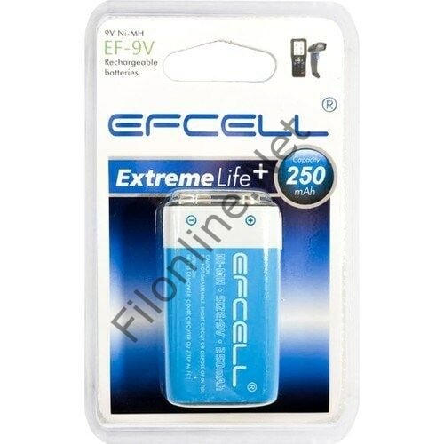 EFCELL EF-9V  ŞARJLI PİL 9V 250MAH NI-MH  ŞARJ EDİLEBİLİR PİL