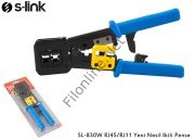 S-LINK SL-830W JAK SIKMA PENSESİ NETWORK KABLO SIKMA VE SOYUCU RJ45/RJ11 YENİ NESİL İKİLİ PENSE