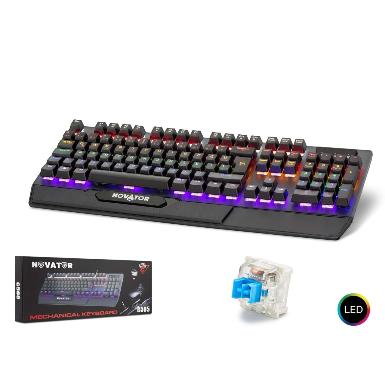 NOVATOR G505 OYUN KLAVYESİ MEKANİK RGB VE BLUE SWITCH Q KLAVYE