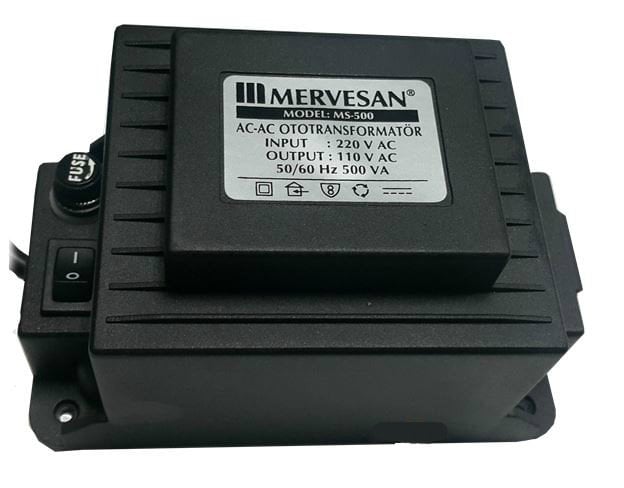 Mervesan MS-500 Adaptör 400W 500VA 60Hz 220V / 110V AC/AC Dönüştürücü Adaptör