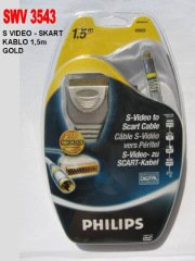 PHILIPS SWV3543/10 S VİDEO- SCART KABLO 24K ALTIN KAPLAMA KONNEKTÖR BAKIR ÖRGÜLÜ SCART KABLO