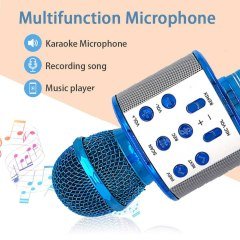 Wster Ws-858 Karaoke Mikrofon Bluetooth Hoparlör Aux Usb Mikro Sd Kart Girişli Mavi
