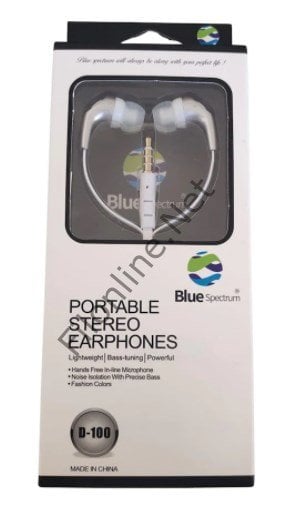 BLUE SPECTRUM D-100 MİKROFONLU KABLOLU KULAKLIK TÜM TELEFONLARA UYUMLU PORTABLE STEREO  BEYAZ 