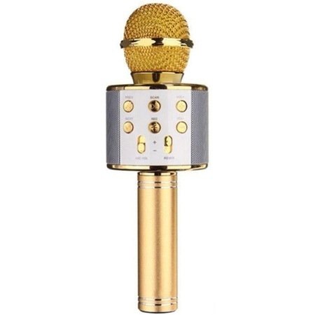 WSTER WS-858 KARAOKE GOLD MİKROFON BLUETOOTH HOPARLÖR AUX- USB MİKRO SD KART GİRİŞLİ MİKROFON