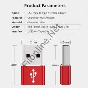 FİLONLİNE ERKEK USB TO DİŞİ TYPE-C ÇEVİRİCİ DATA OTG ADAPTÖR DÖNÜŞTÜRÜCÜ 