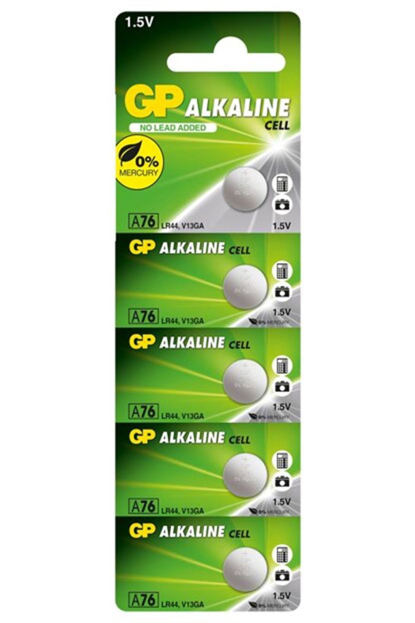 GP A76 LR44-V13GA DÜĞME PİL 1.5V TEK KULLANIMLIK DÜĞME ALKALİN  PARA PİL 5 ADET DÜĞME PİL