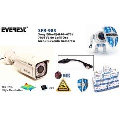 Everest SFR-983 Gece Görüşlü Güvenlik Kamerası 700 Tvl 60 Ledli OSD Menü