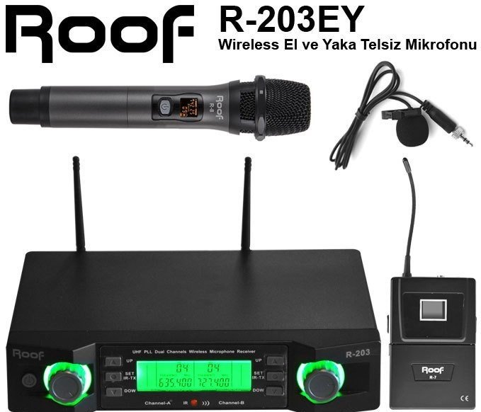 ROOF R-203 WIRELESS EL+YAKA MİKROFON SİSTEMİ