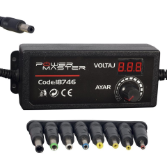 Powermaster 18746 3V-12V 5000mA Çok Uçlu Ayarlı Kademeli Adaptör