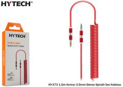 Hytech  HY-X73 Stereo Spiralli 1.5m 3.5mm  Ses Kablosu  Kırmızı