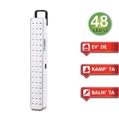 ŞARJLI IŞILDAK 48 LED'Lİ DUVAR MONTAJINA UYGUN EV'DE, KAMP'TA ARAÇ'TA ACİL LED  KAMOSONİC KS-L8009