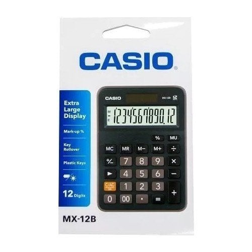 CASIO MX-12B-BK HESAP MAKİNESİ 12 HANE EXTRA GENİŞ EKRAN MASAÜSTÜ HESAP MAKİNESİ