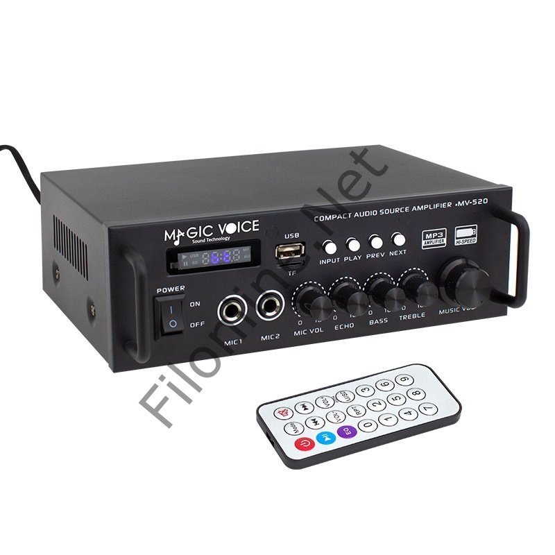 MAGIC VOICE MV-520 15 WATT USB / SD / BLUETOOTH  İKİ MİKROFON GİRİŞLİ TRAFOSUZ AMPLİFİKATÖR