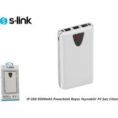 S-Link IP-G80-B Powerbank Taşınabilir Şarj Cihazı Beyaz 8000 mAh
