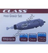 CLASS TFG1205 HOBİ GRAVÜR SETİ 105 PARÇA AKSESUAR 30 WATT 16000 DEVİR SET