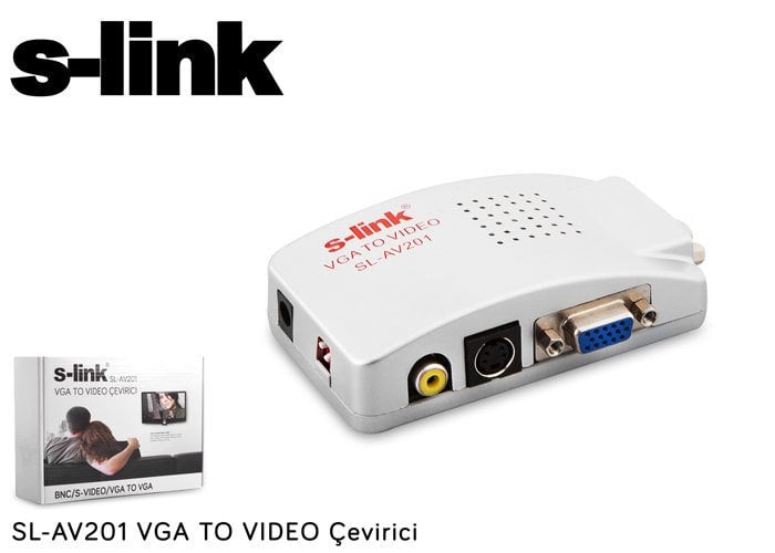 S-Link Sl-Av201 Çevirici Vga To Video Çevirici BNC/S-VİDEO Bilgisayardan Televizyona Dönüştürücü