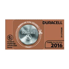 DURACELL 2016 PİL 3V 1'Lİ  DÜĞME PİL LİTYUM PARA PİL