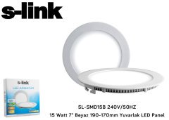 S-LINK SL-SMD15B LED PANEL 240V 50HZ 15W 7 BEYAZ 190-170MM YUVARLAK LED PANEL