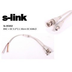 S-link SL-DC562 Bnc Ve Dişi Power Jak Fişli Güvenlik Kamera Kablosu   BNC+DC5.5*2.1 0,30 CM DC Kablo