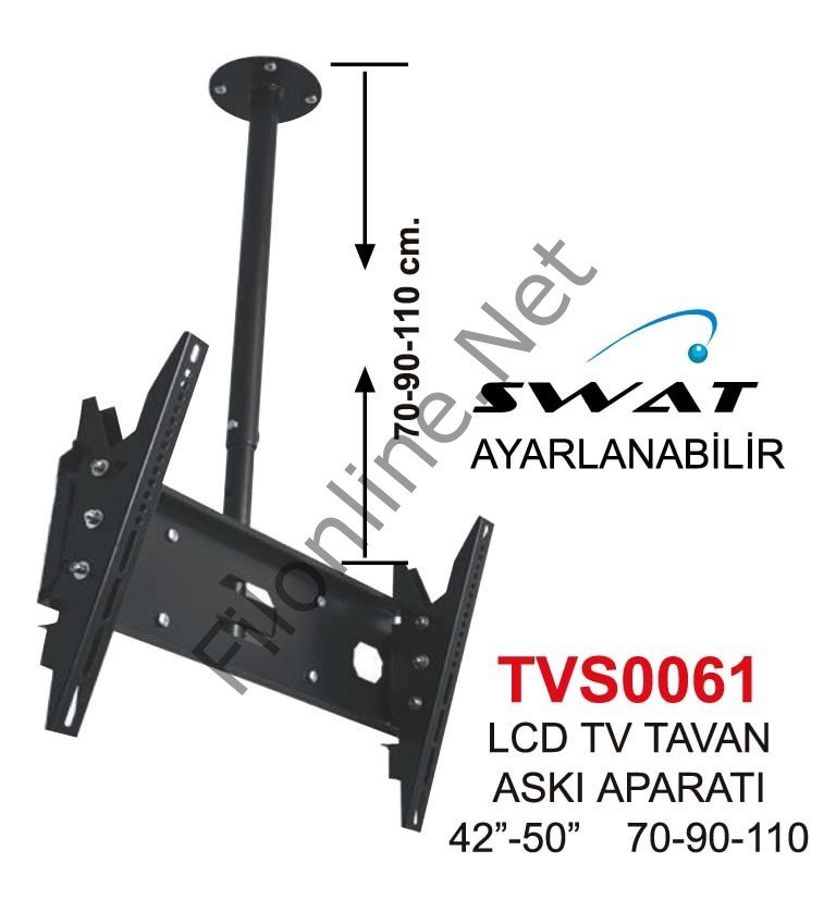 SWAT TVS-61 LCD TV TAVAN ASKI APARATI 42''-50'' 70-90-110CM AYARLANABİLİR KADEMELİ APARAT