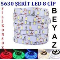 OOKAY 630 ŞERİT LED DC 12V DOUBLE PCB 8 ÇİP SMD SİLİKONSUZ ŞERİT LED BEYAZ 5 METRE ŞERİT LED