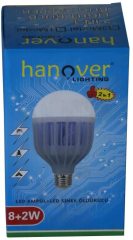 HANOVER 8+2W SİNEK ÖLDÜRÜCÜ E27 DUY 240V 50-60HZ  SOĞUK BEYAZ RENK 2W LED AMPUL+ LED SİNEK ÖLDÜRÜCÜ