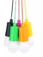 PULL CORD LIGHT CH-6088 İPLİ ÇEK BIRAK PİLLİ LED AMPUL BEYAZ IŞIK E27 DUY İPLİ ÇEK YAK LAMBA MOR