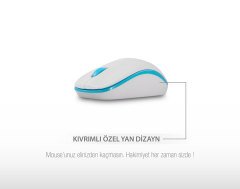 EVEREST SM-165 MOUSE 10 METRE UZAKLIK 2.4GHZ OPTİK SENSÖRLÜ KABLOSUZ USB MOUSE MAVİ/BEYAZ