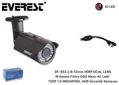 EVEREST DF-933 GÜVENLİK KAMERASI 720P-1.0 MEGAPIXEL 2.8-12MM VERİFOCAL LENS  OSD MENU AHD KAMERA