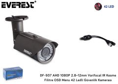 EVEREST DF-937 GÜVENLİK KAMERASI AHD 1080P-2 MP 2.8~12MM OSD MENU 42 LEDLİ GÜVENLİK KAMERASI