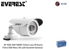 EVEREST DF-605 GÜVENLİK KAMERASI AHD 1080P-2 MP 3.6MM LENS OSD MENU 36 LEDLİ GÜVENLİK KAMERASI