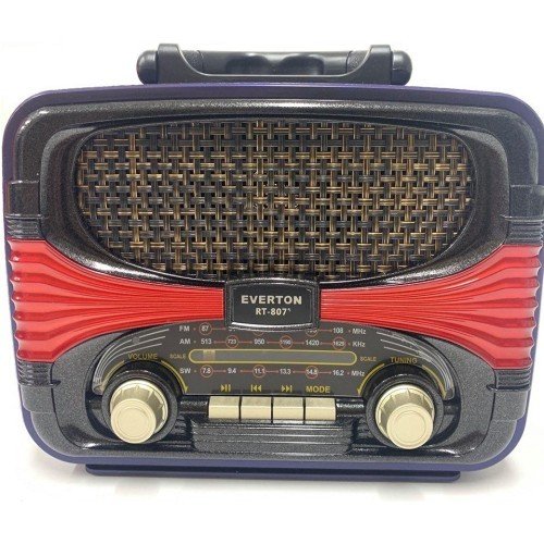 EVERTON RT-807 RADYO 4OHM 220V 50HZ  FM-USB-SD-BT-SD-TF-MP3-AUX  ŞARJLI BLUETOOTHLU NOSTALJİK RADYO