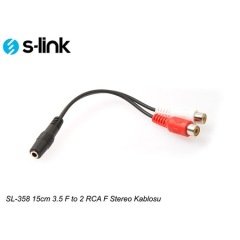 S-Link Sl-358 3.5 F To 2 Rca F Stereo Kablosu 15Cm Ses Kablosu