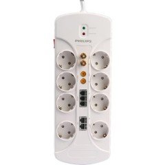 PRİZ 8'Lİ 2 METRE  4200 JOULE RJ-45-RJ11 ANTEN GİRİŞLİ AKIM/ÇOCUK KORUMALI PRİZ PHILIPS SPS1063A/51