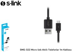 S-LINK SMG-322 TELEFON ŞAEJ KABLOSU 1.6A MICRO 5 PİN GİRİŞLİ TÜM CİHAZLARA UYGUN DATA+ ŞARJ KABLOSU