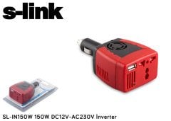 S-link SL-IN150W İnverter 150W DC12V-AC230V USB Araç İçi Çakmaklık/İnverter