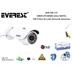 EVEREST SFR-398 GÜVENLİK KAMERASI 3.6MM 700TVL ICR FİLİTRE 30 LEDLİ 1/3 CMOS GÜVENLİK KAMERASI