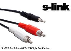 S-LINK SL-875 SES KABLOSU 5 METRE 3.5mm/M TO 2CA/M SES KABLOSU