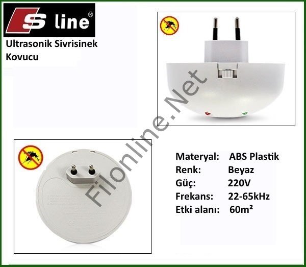 S-LINE KV-0321 ULTRASONİK SİVRİSİNEK KOVUCU  ELEKTROMANYETİK DALGALAR SİVRİSİNEK KOVUCU