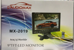 AUDIOMAX MX-2019 ARAÇ İÇİ MONİTÖR 9''  16:9 GÖRÜNTÜ  TFT LCD ARAÇ İÇİ MONİTÖR