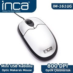 INCA IM-161U MOUSE KABLOLU  800DPI OPTİK USB BAĞLANTILI ERGONOMİK TASARIM MİNİ KABLOLU OPTİK MOUSE