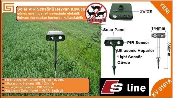 S-LINE KV-0191A SOLAR PIR SENSÖRLÜ HAYVAN KOVUCU