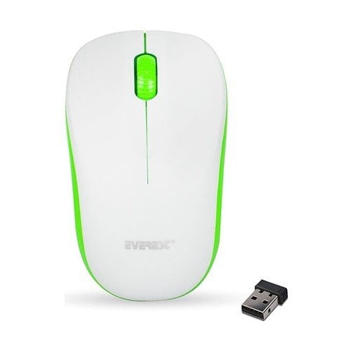 EVEREST SM-165 MOUSE 10 METRE UZAKLIK 2.4GHZ  OPTİK SENSÖRLÜ KABLOSUZ USB  MOUSE YEŞİL/BEYAZ