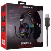 RAMPAGE RM-K18 DOUBLE SİYAH USB 7.1 RGB LEDLİ GAMING OYUNCU MİKROFONLU KULAKLIK